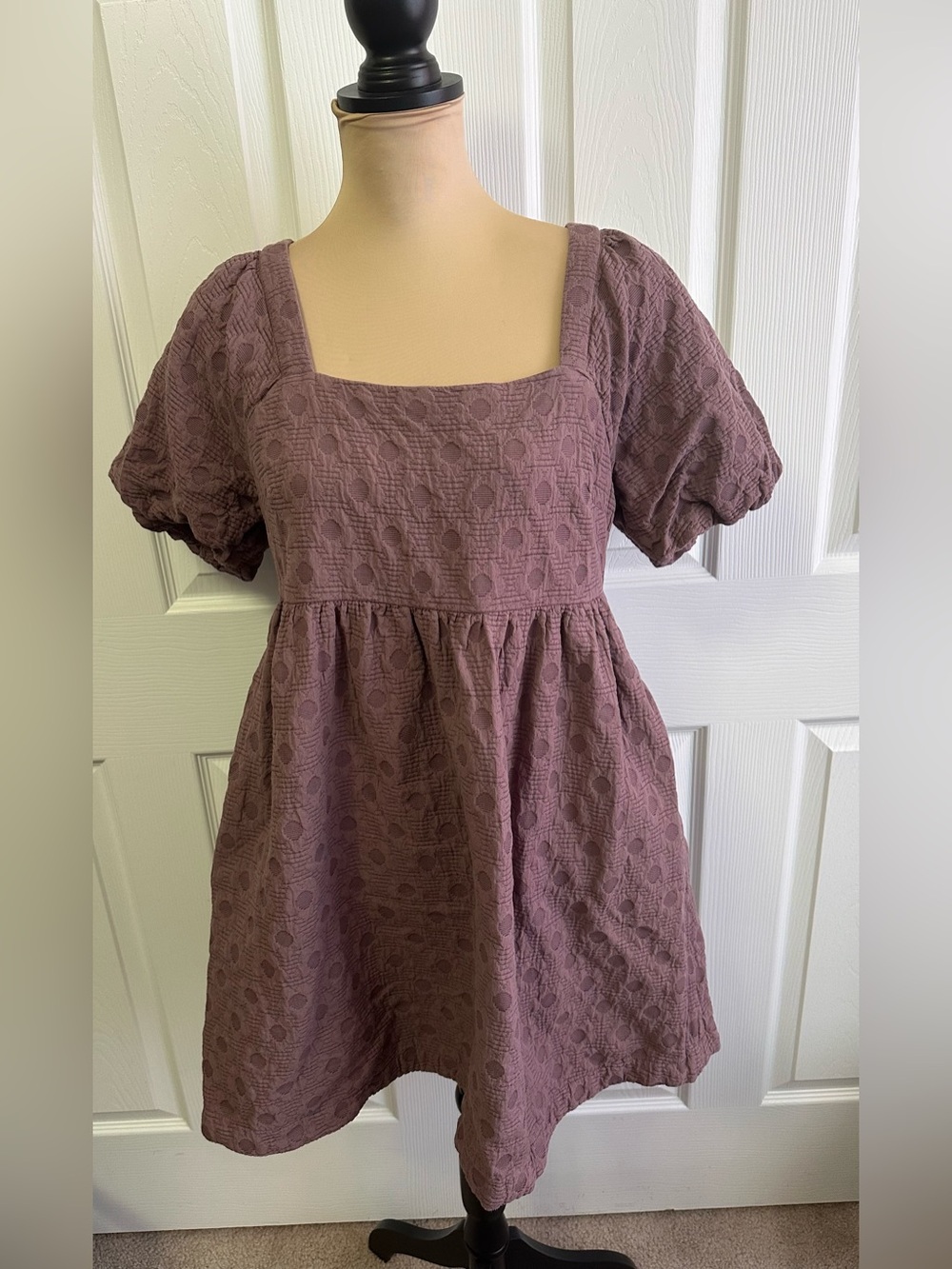 Madewell Mauve Textured Babydoll Dress